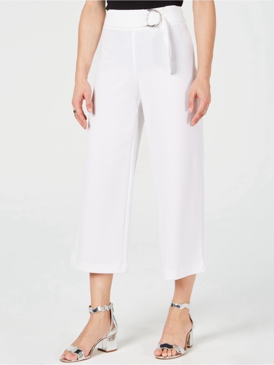 INC International Concepts Pants - INC Mid Rise Wide Leg Cropped Pants Culottes White NWT Size 14